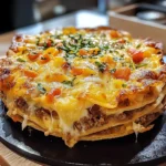 Feurige Tortilla-Torte mit Überbackenem Käse