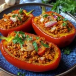 Gefüllte Spitzpaprika mit roten Linsen