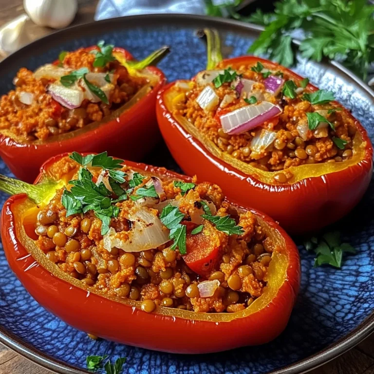 Gefüllte Spitzpaprika mit roten Linsen
