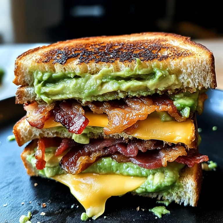 Gegrilltes Sandwich mit Avocado, Speck und Käse