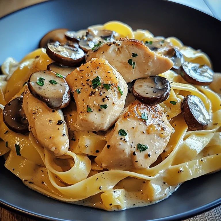 Tagliatelle mit Pilzen und Huhn in Sahnesoße