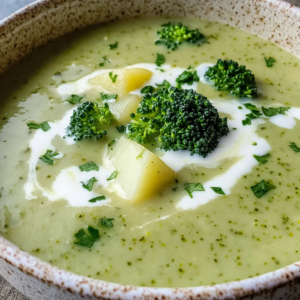 Brokkoli-Suppe mit Kartoffeln und Sahne