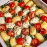 Gnocchi Auflauf mit Spinat, Tomate und Mozzarella