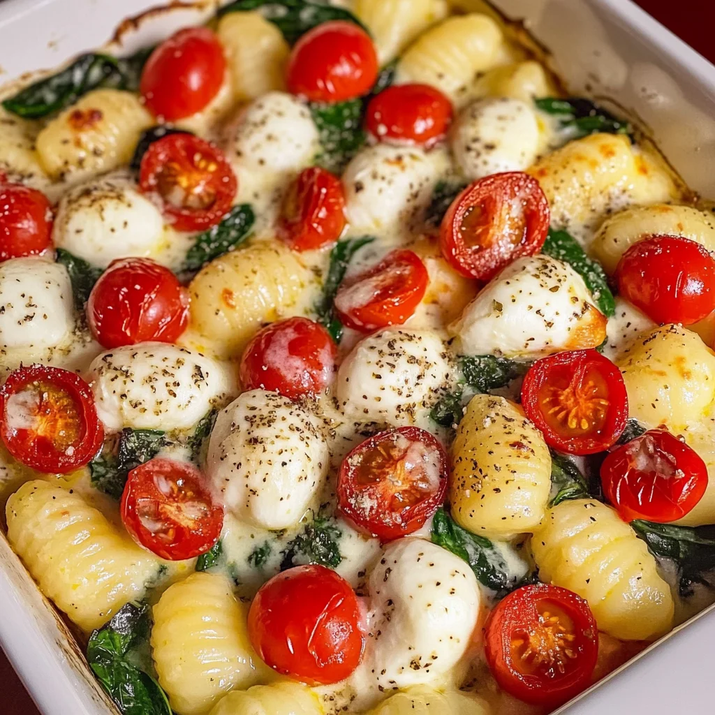 Gnocchi Auflauf mit Spinat, Tomate und Mozzarella