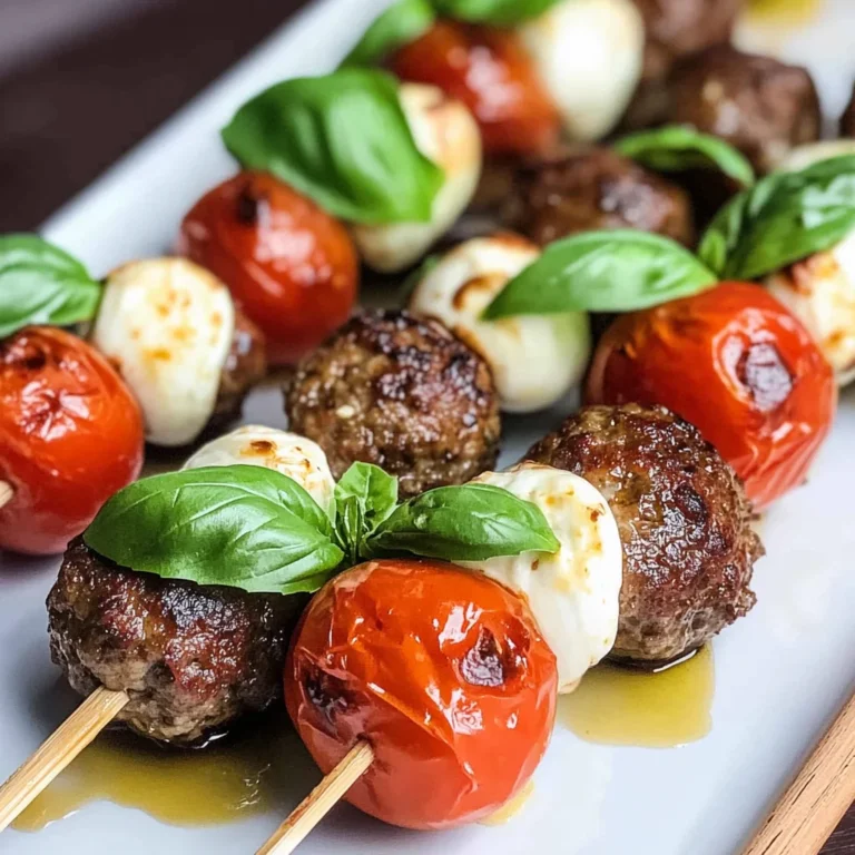Hackbällchen Caprese - Spieße mit Mozzarella & Tomate