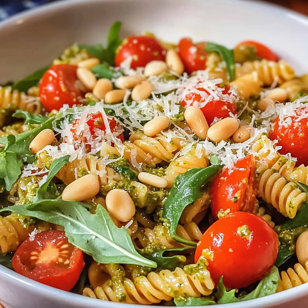 Nudelsalat mit Pesto & Rucola (ohne Mayo)